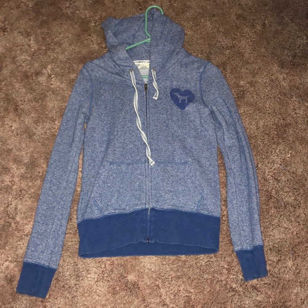 blue zip up